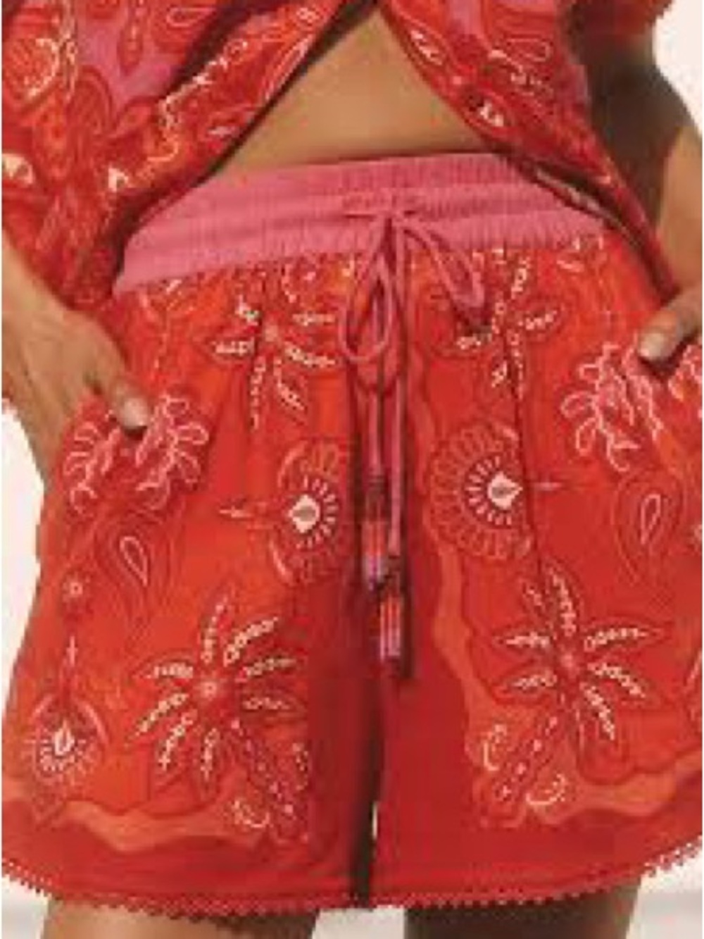 Farm Rio x Anthropologie Linen Blend Drawstring Shorts